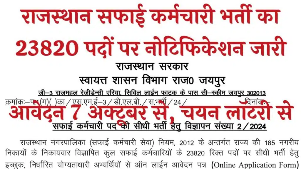 Rajasthan Safai Karamchari Vacancy